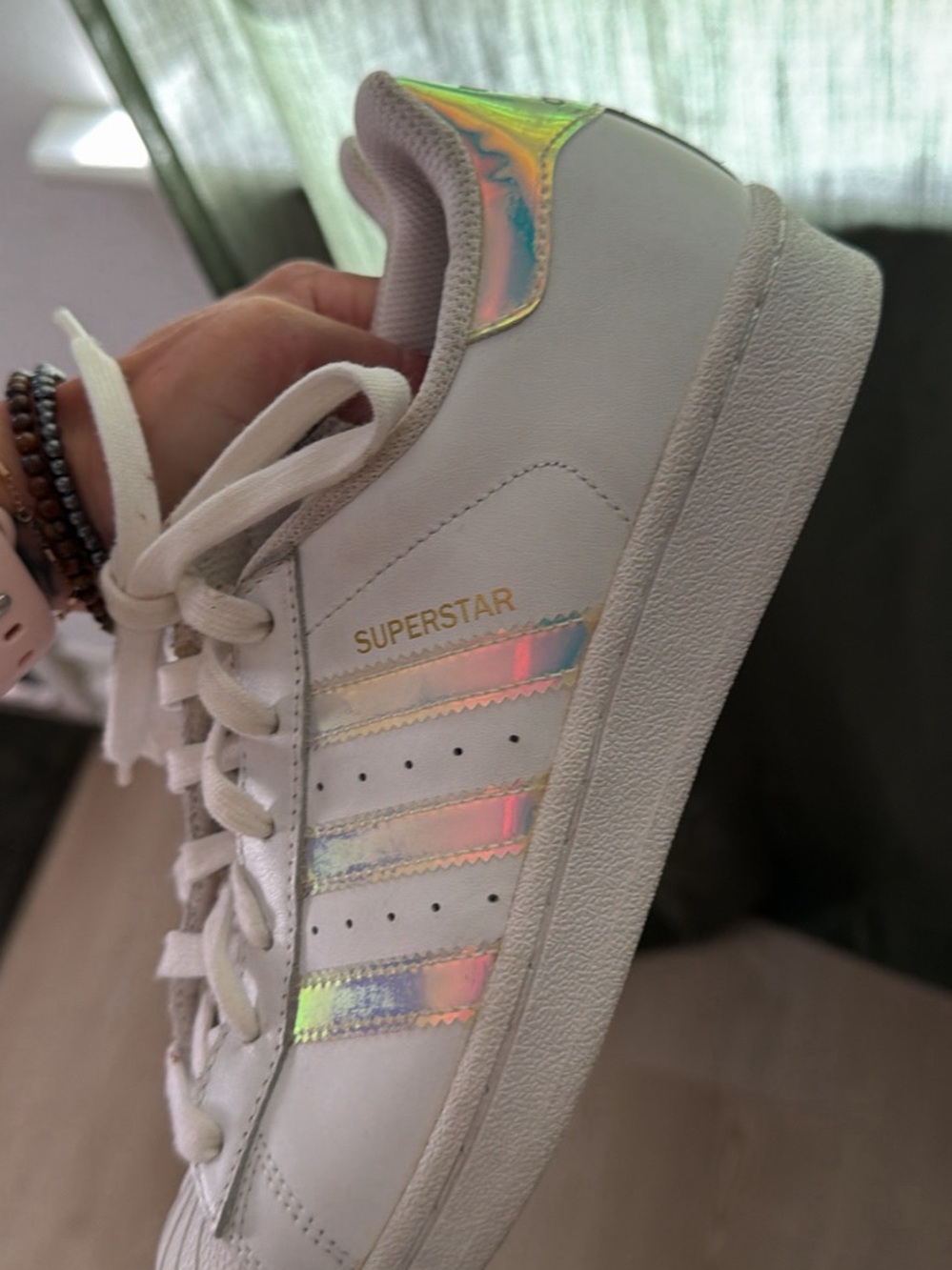 adidas White Sneakers with Iridescent Accents - Superstar